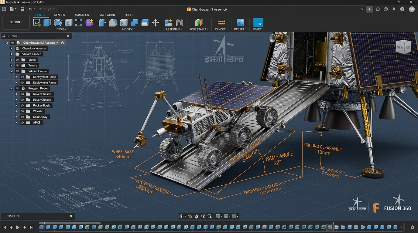 ISRO Chandrayaan-3 Pragyan Rover and Vikram Lander Ramp CAD