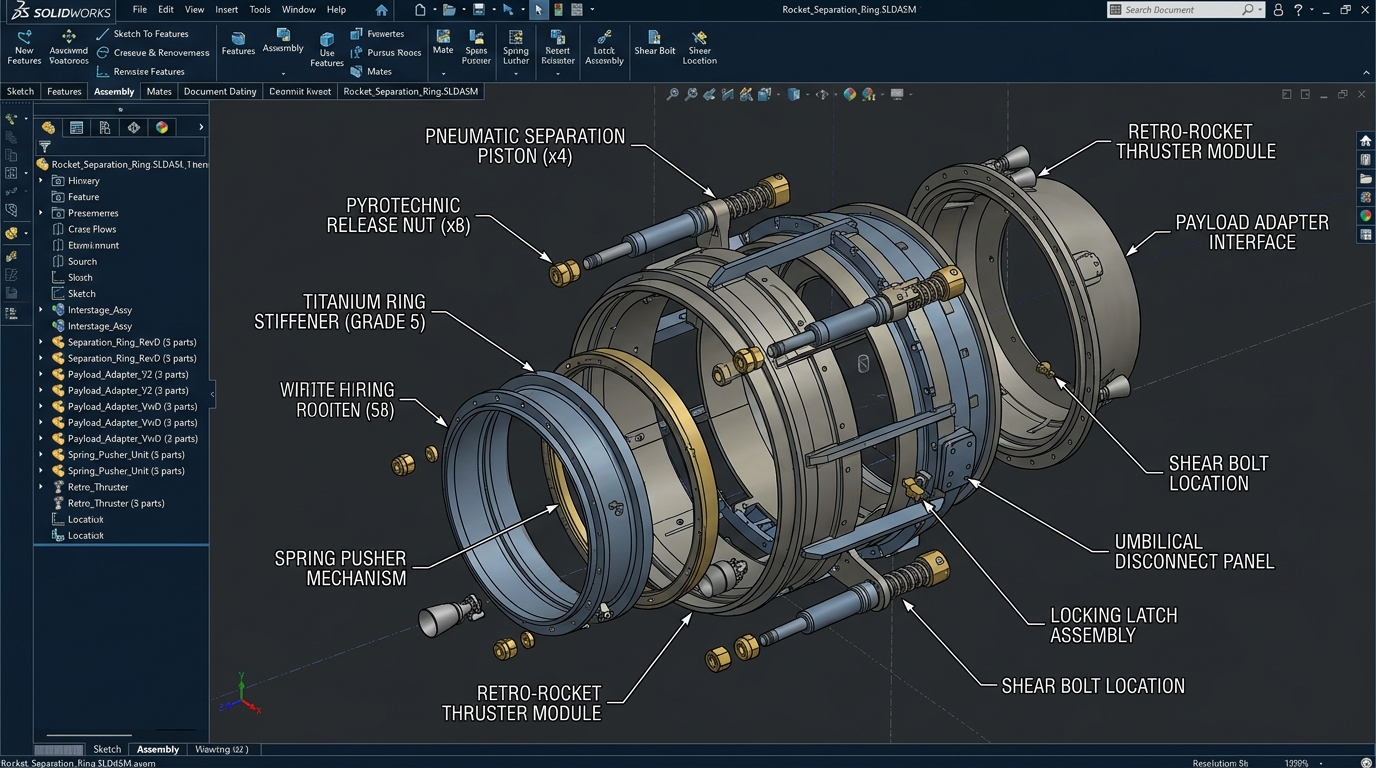 Rocket Interstage Separation Ring & Pyrotechnics