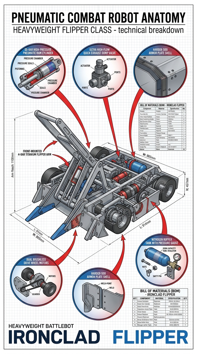 Heavyweight Pneumatic Combat Robot Anatomy