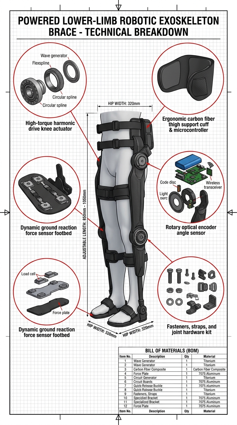 Powered Lower-Limb Robotic Exoskeleton Brace
