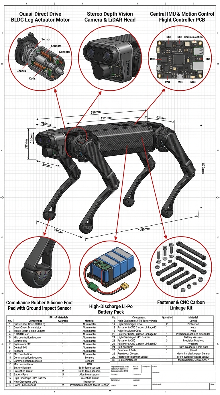 4-Legged Quadruped Robot Dog Anatomy